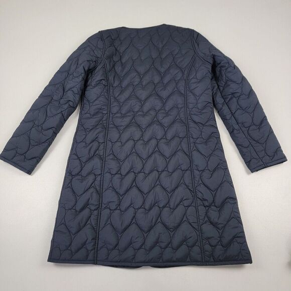 Kerri Rosenthal Gray Quilted Mid Length Jacket Snap Button Womens Small Coat EUC - Picture 8 of 11